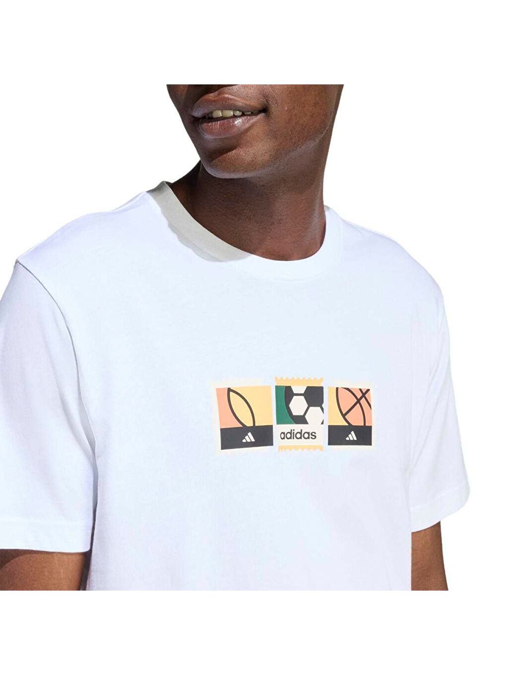 Memories Of Sport Stamps Erkek Beyaz Yuvarlak Yaka Tişört-1