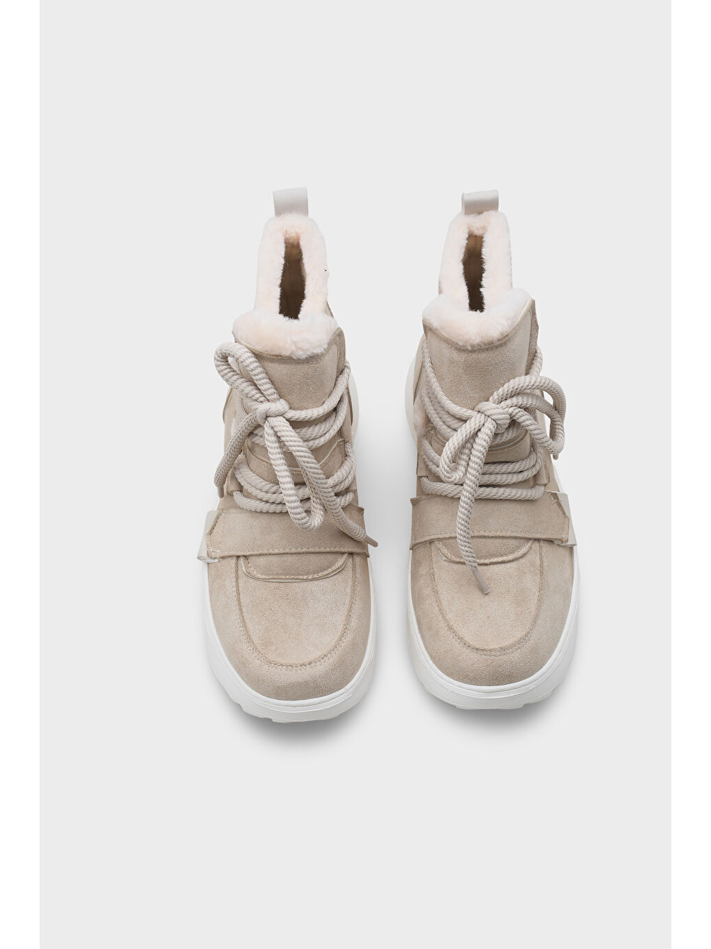 Bej Agatha Kürklü Kadın Bot-5