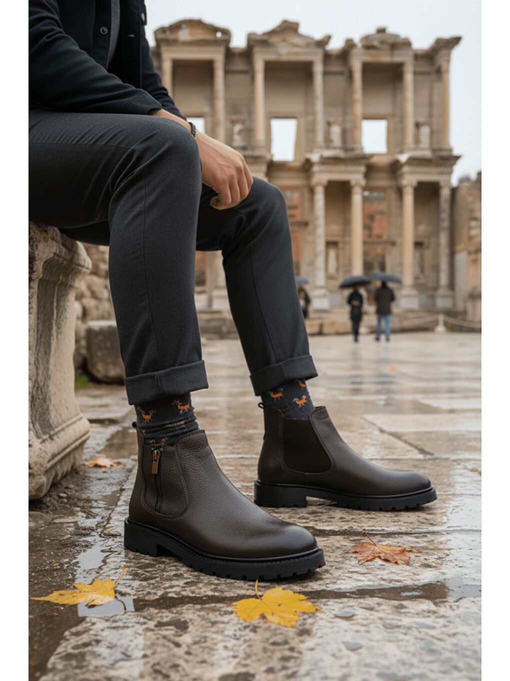 Kahverengi LUXOR Hakiki Deri Fermuarlı Erkek Kışlık Bot-2