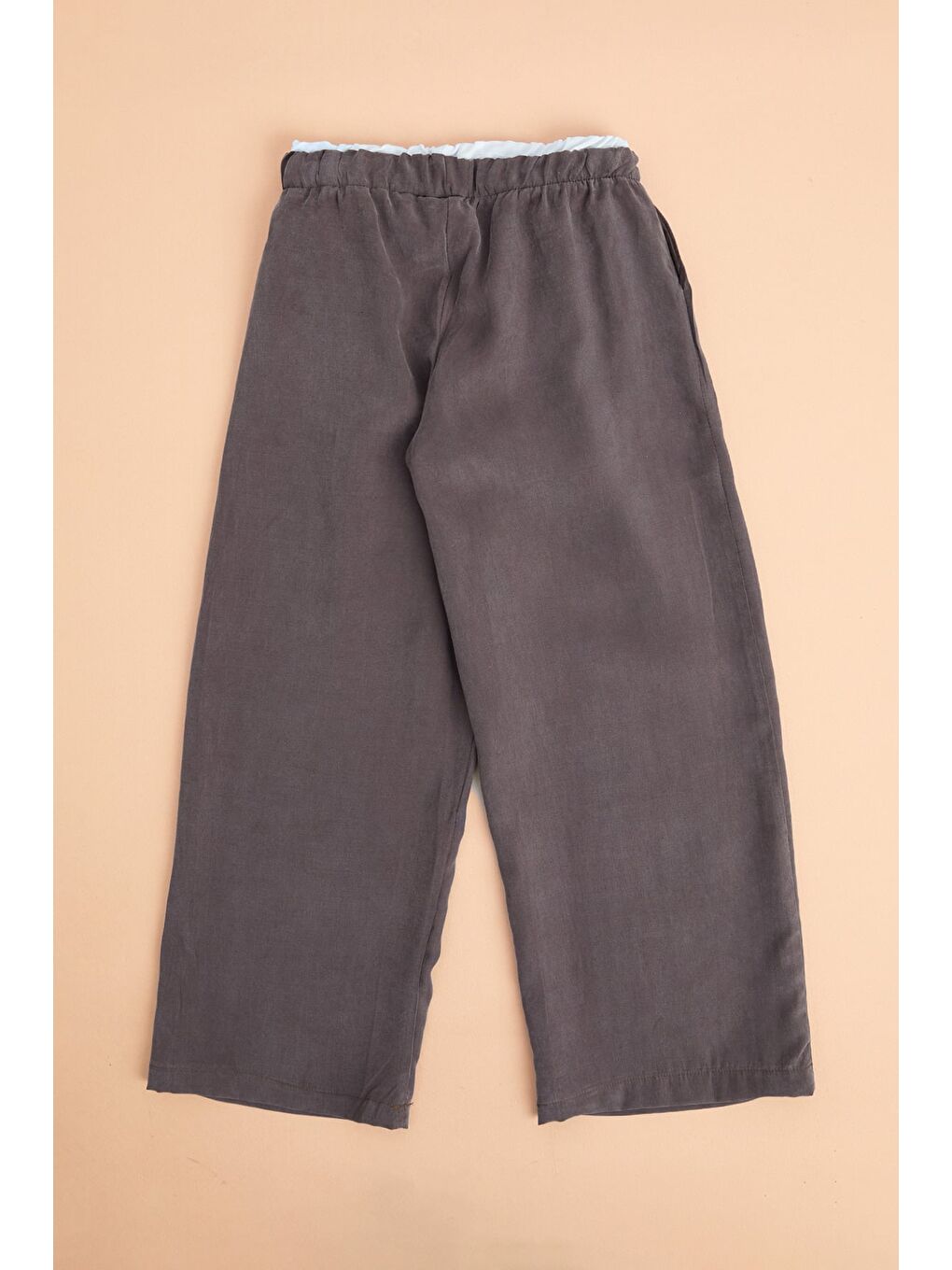 Kahverengi Beli Garnili Lyocell Kumaş Kız Çocuk Pantolon-1
