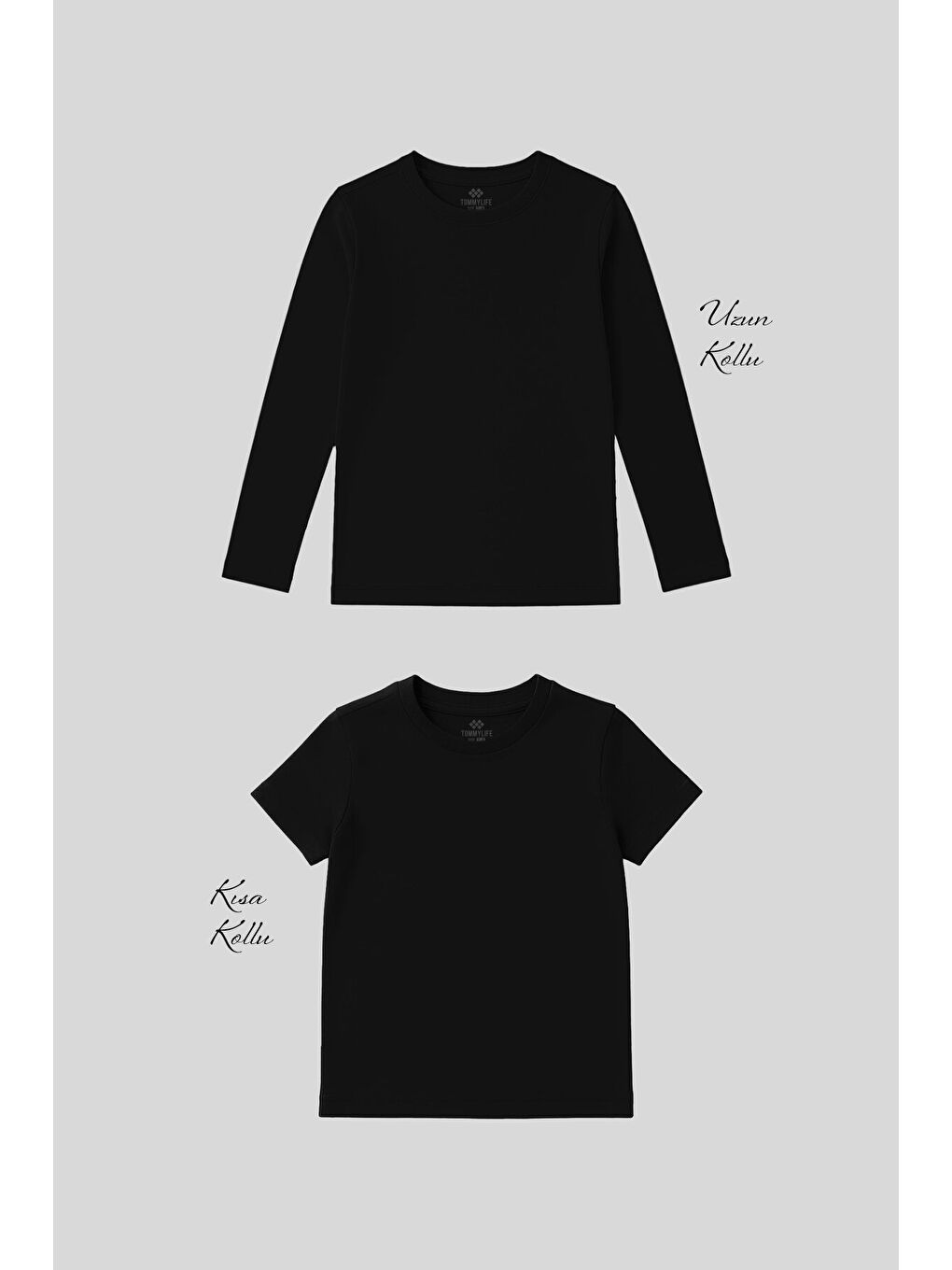 Standart Fit Basic O Yaka 2li Paket Siyah Unisex Çocuk T-Shirt