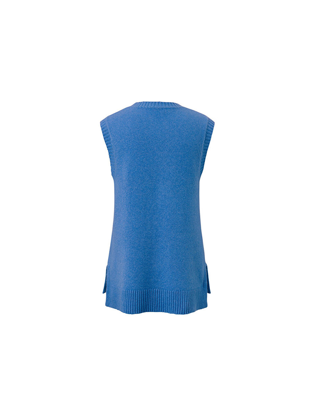 Kadın Kolsuz Süveter, Saç Örgü, Kırçıllı Açık Mavi-3