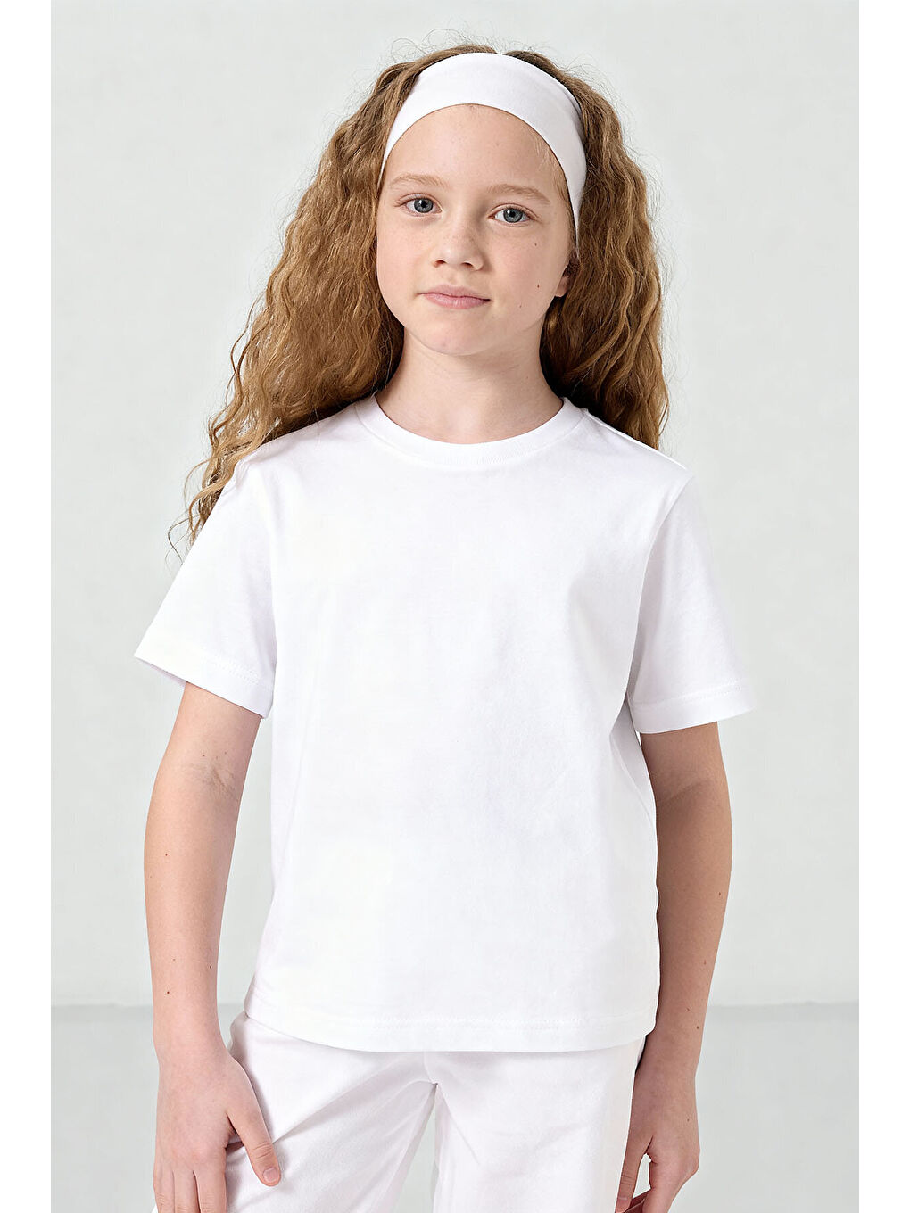 Standart Fit Basic O Yaka 2li Paket Beyaz Unisex Çocuk T-Shirt-1