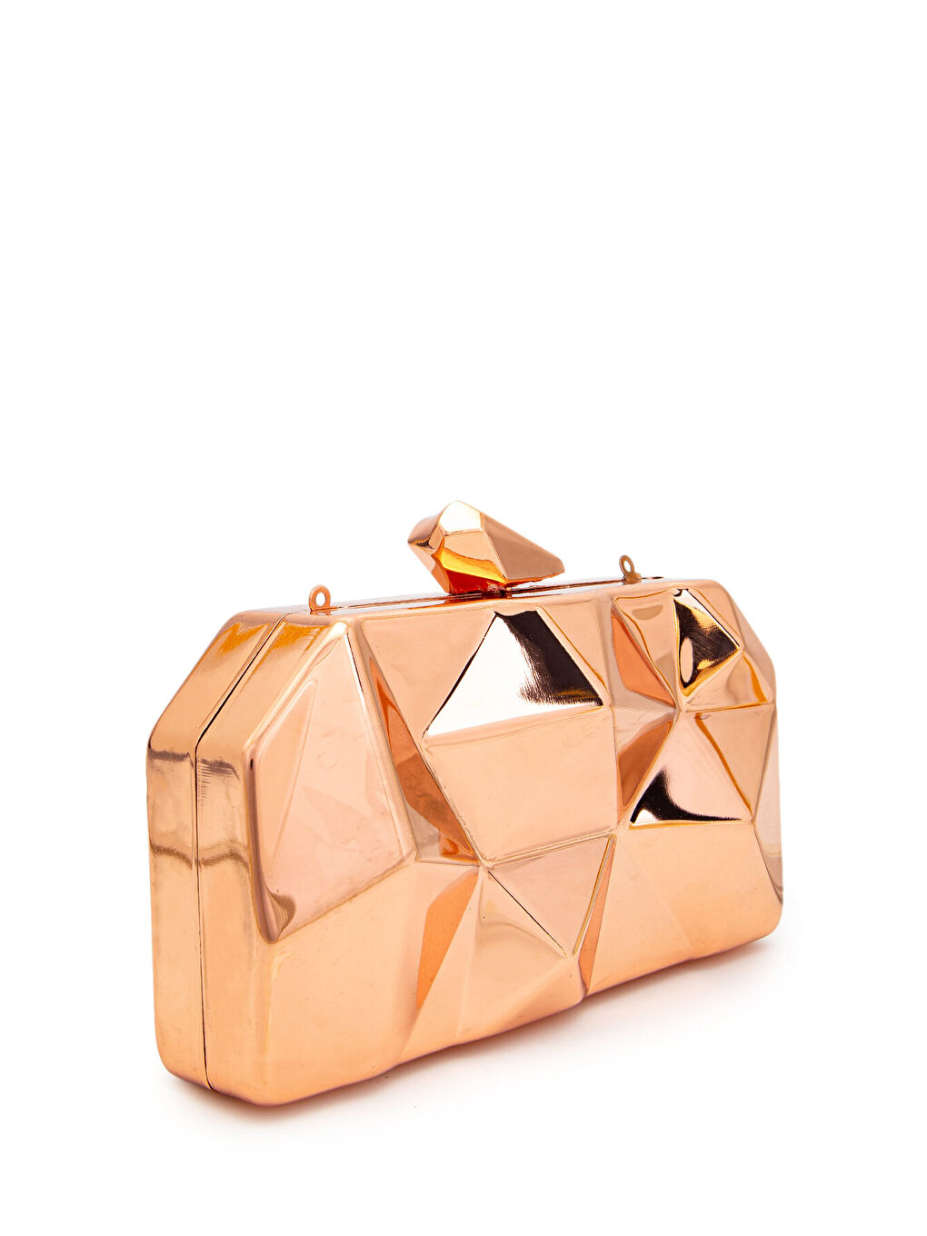 Pembe Piramit Model Clutch Kadın Abiye Çanta Belize Platin-1