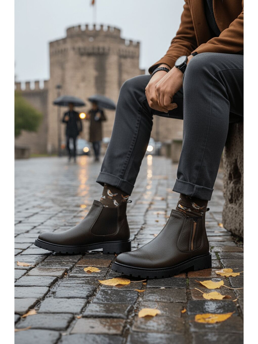 Kahverengi LUXOR Hakiki Deri Fermuarlı Erkek Kışlık Bot-4