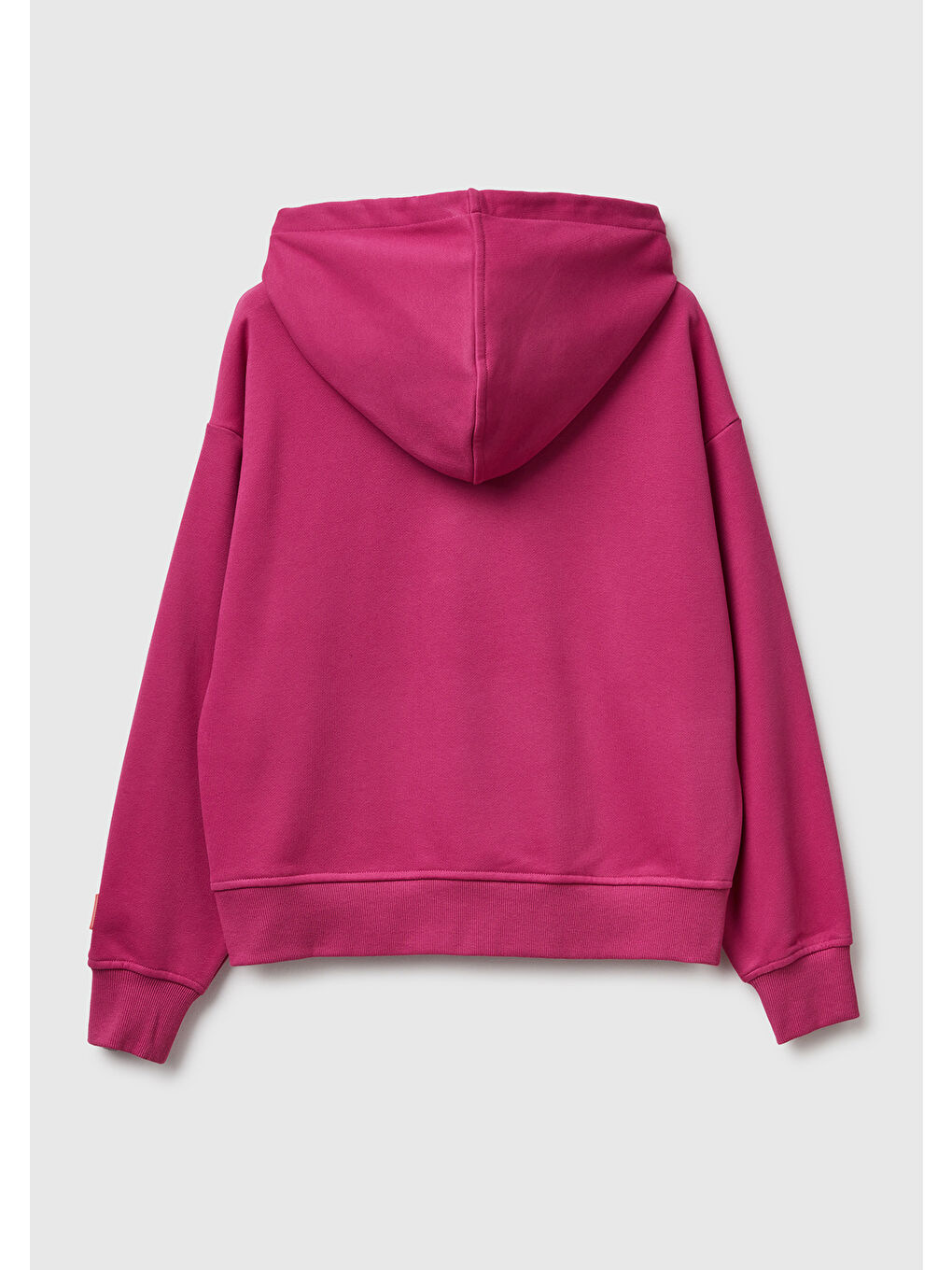 Kadın Koyu Pembe Pamuk Karışımlı Önü Yazı Baskılı Kapüşonlu Sweatshirt-3