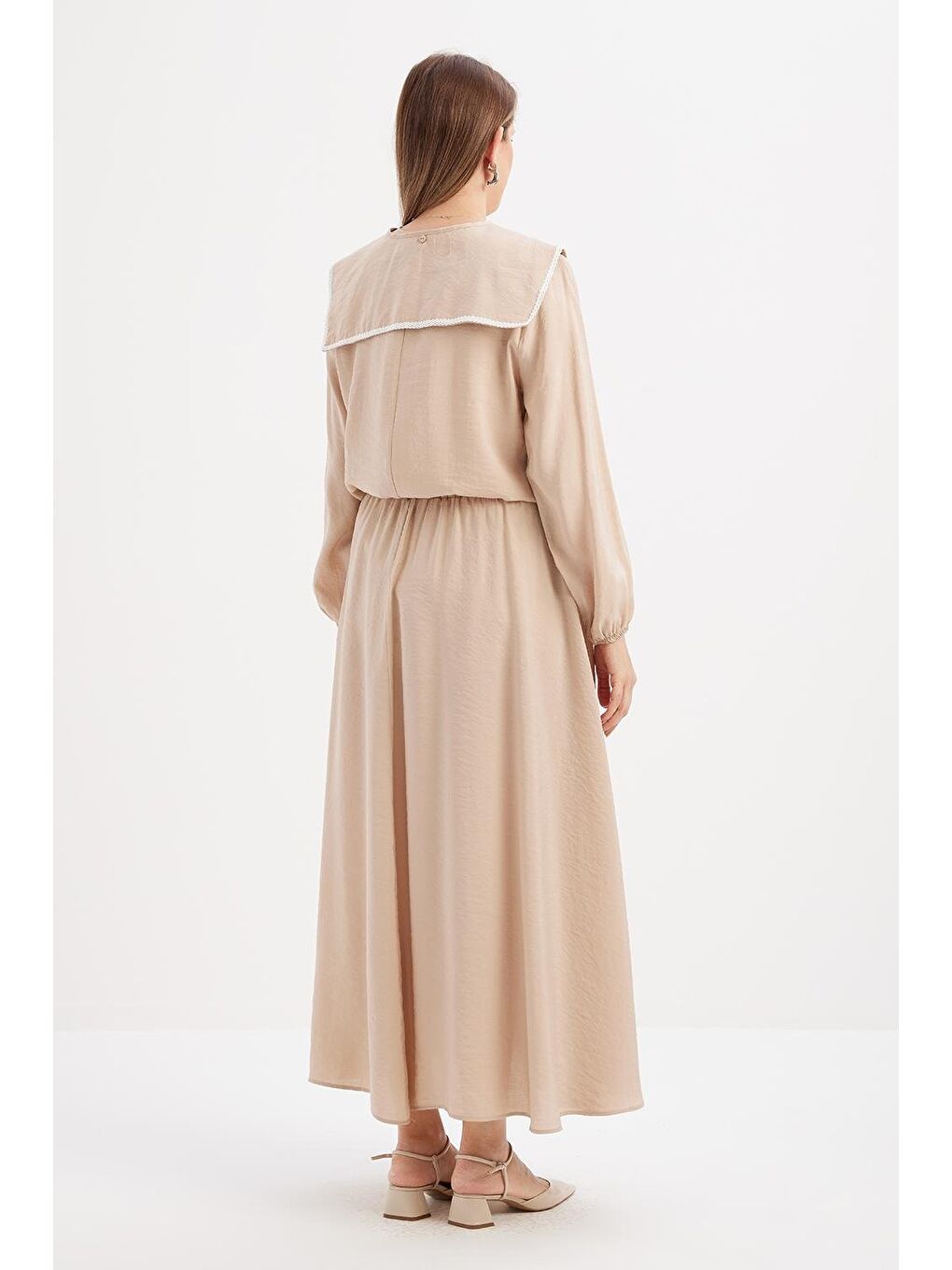 Bej-Lastikli Basic Etek-2