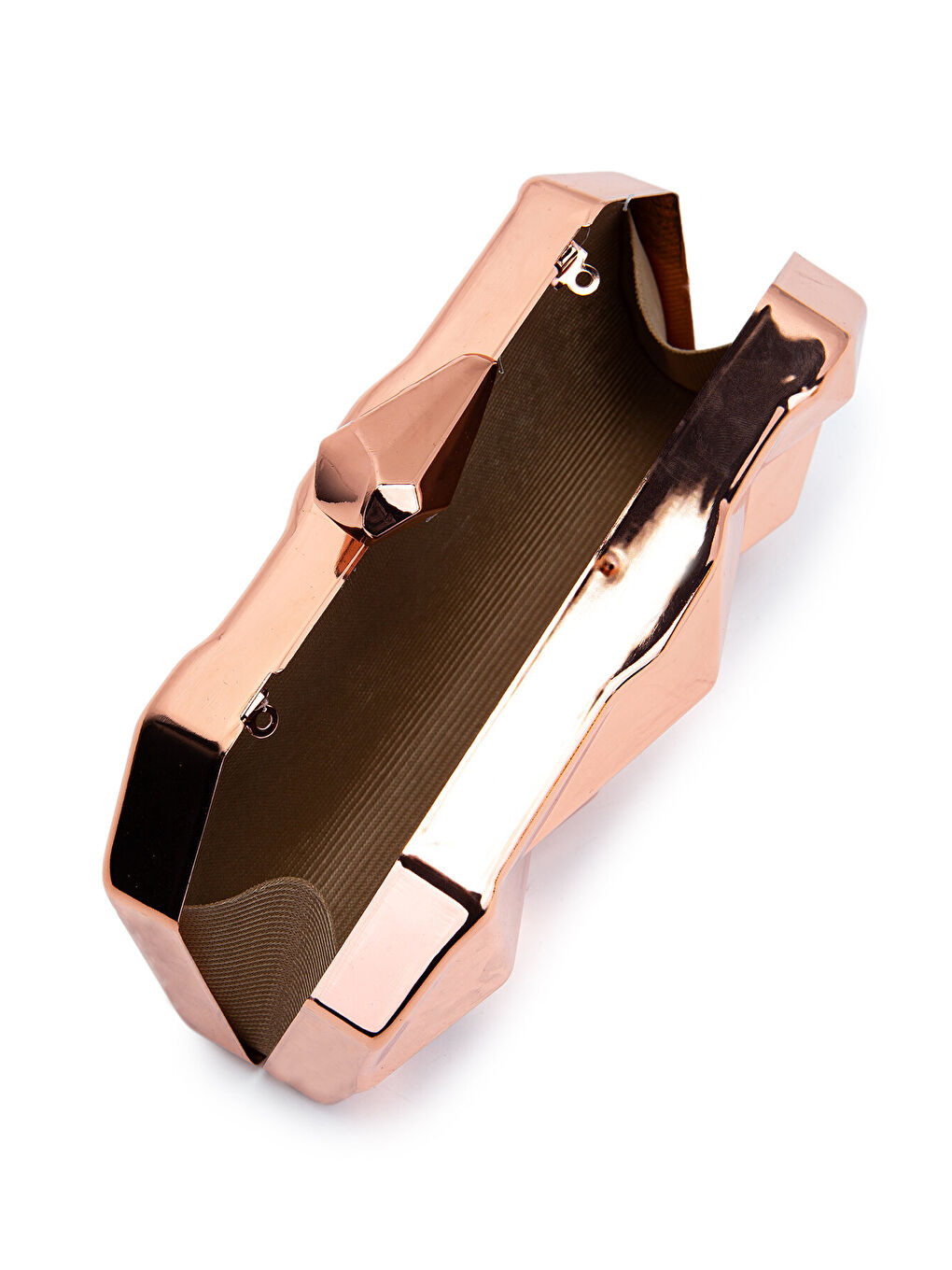 Pembe Piramit Model Clutch Kadın Abiye Çanta Belize Platin-3