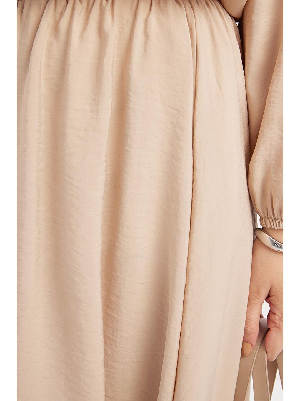 Bej-Lastikli Basic Etek-3