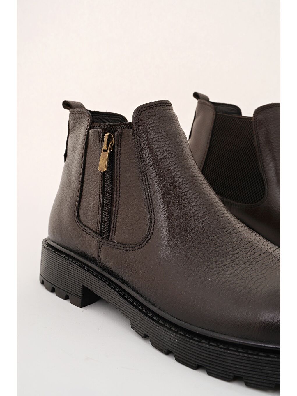 Kahverengi LUXOR Hakiki Deri Fermuarlı Erkek Kışlık Bot-5