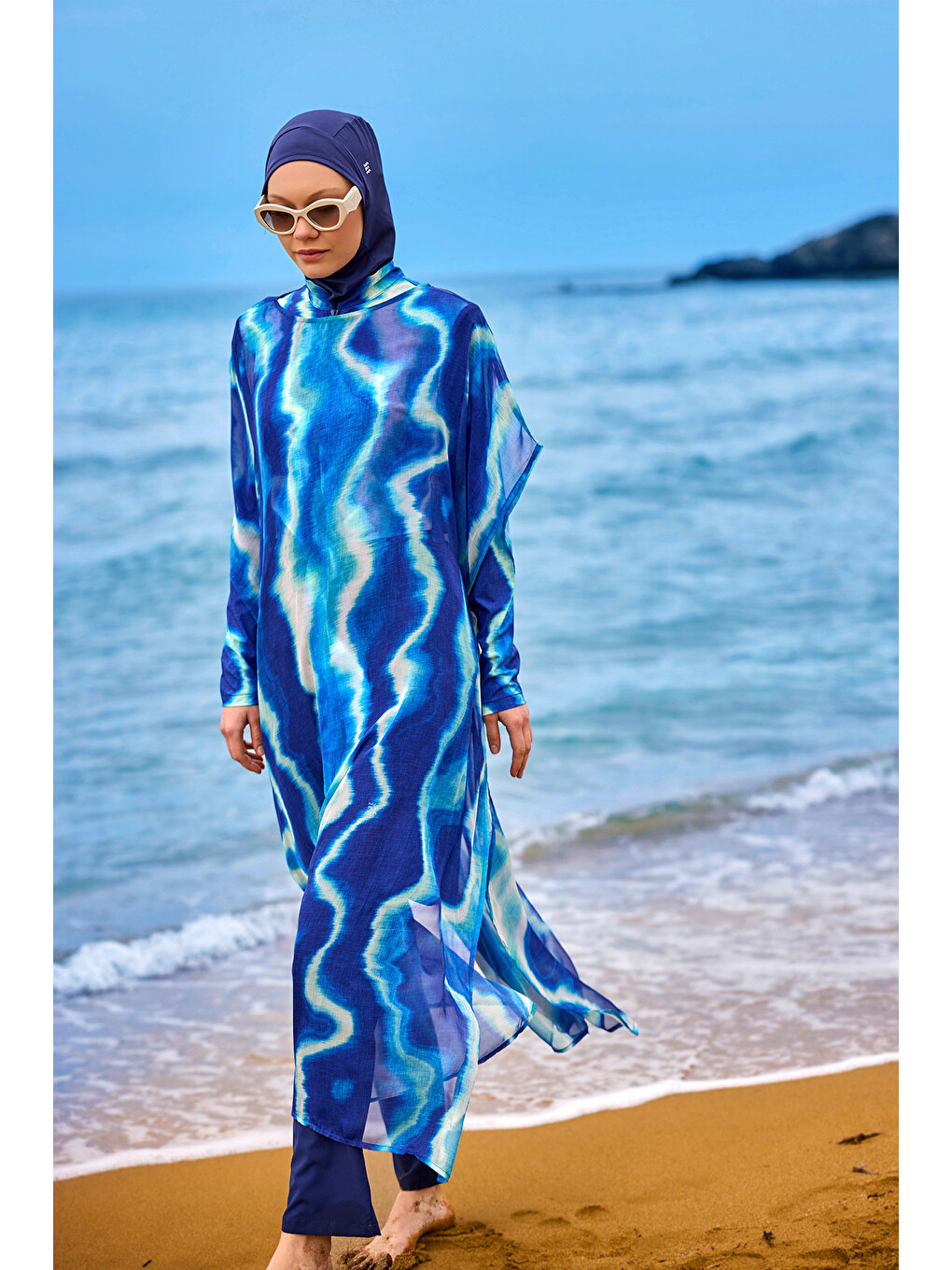 Lacivert Pareo Kaftan P2513-2-1