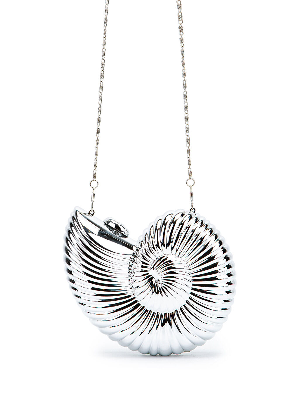 Gri Spiral Model Kadın Abiye Çanta Sarmal Gümüş-1