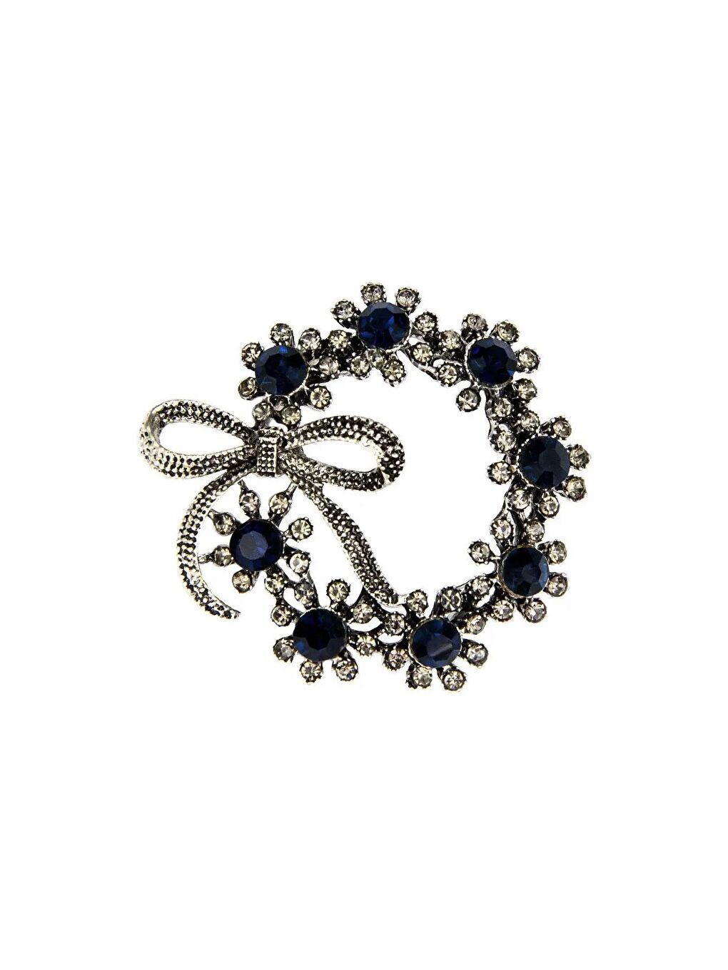 Gri Fiyonk Kristal Taşlı Yaka İğnesi Broş