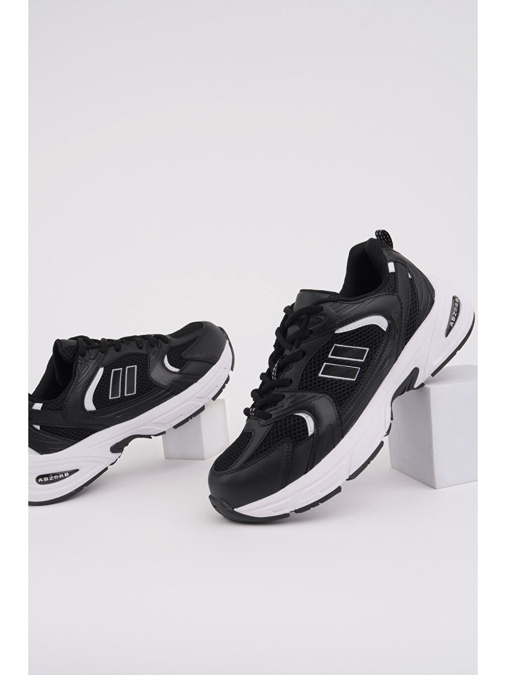 Siyah SHİFT Kadın Kalın Taban Bağcıklı Günlük Sneaker Spor Ayakkabı-3