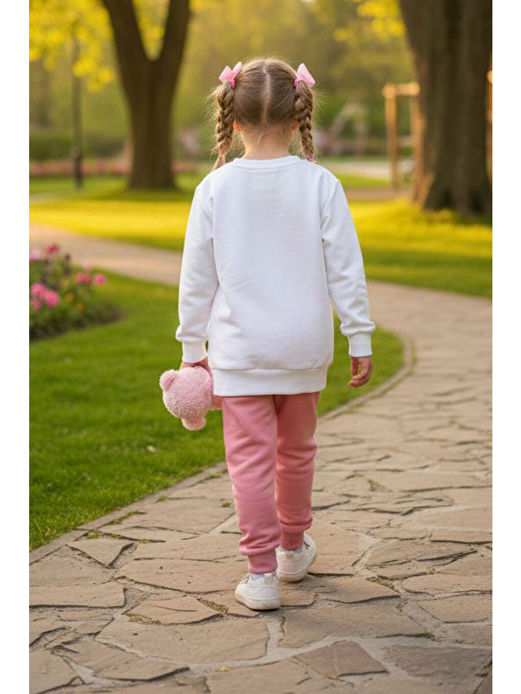 Pembe Kız Çocuk Gul Kurusu Baskılı Pijama Takımı - 28107-GUL-KURUSU-1