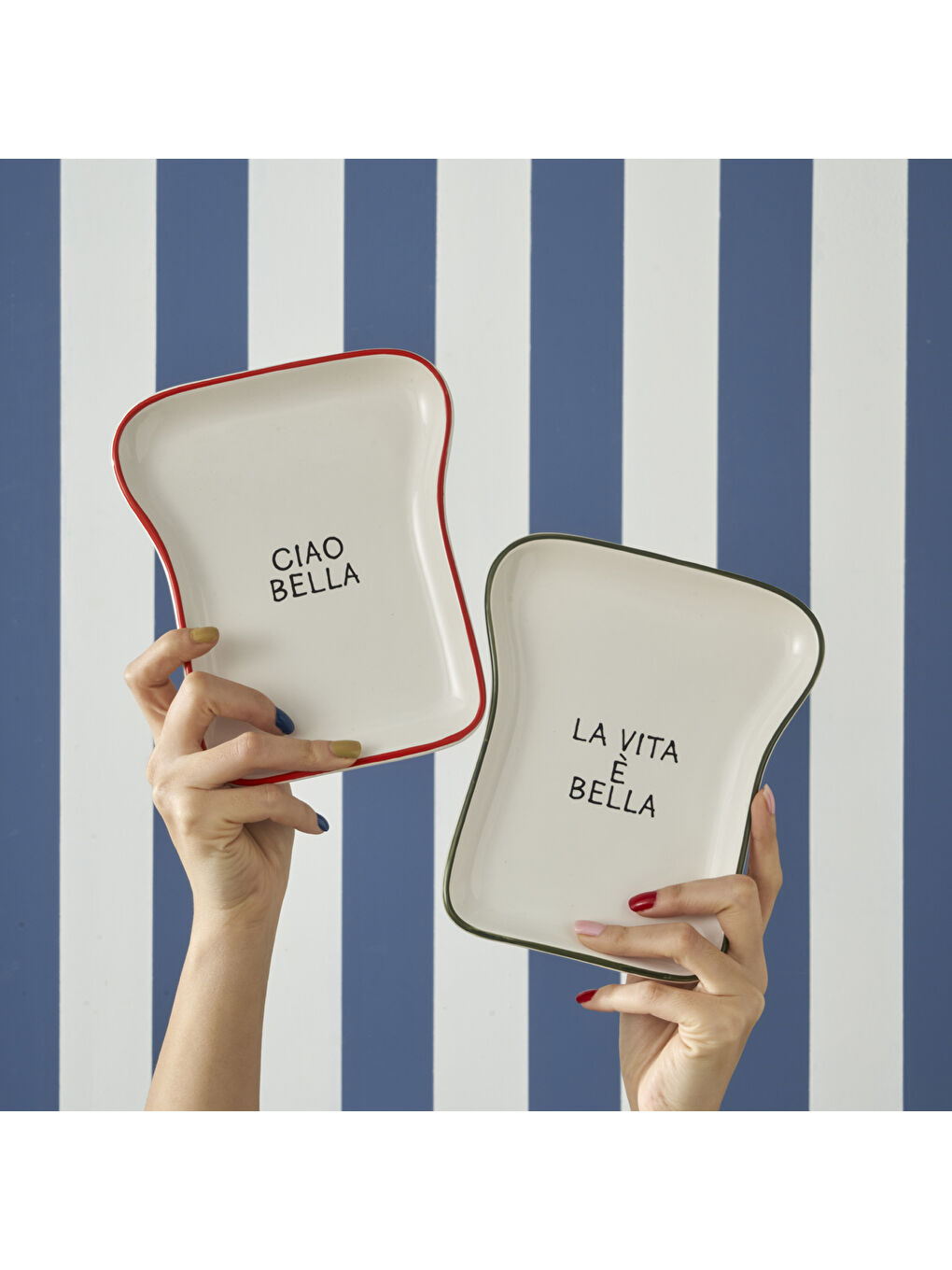 Karışık Line Seramik 8 Parça 2 Kişilik Tost Kahvaltı Takımı-1