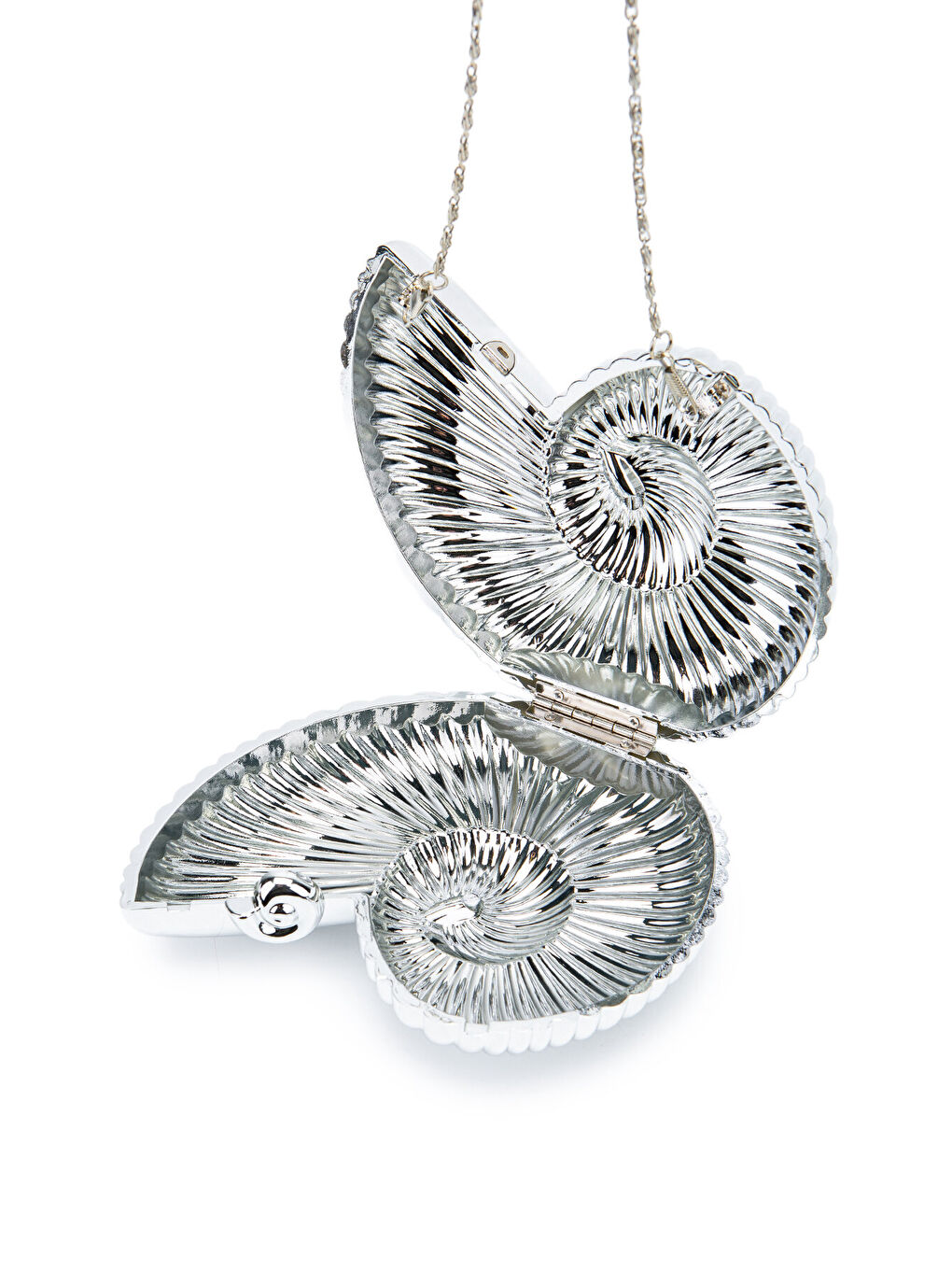 Gri Spiral Model Kadın Abiye Çanta Sarmal Gümüş-3