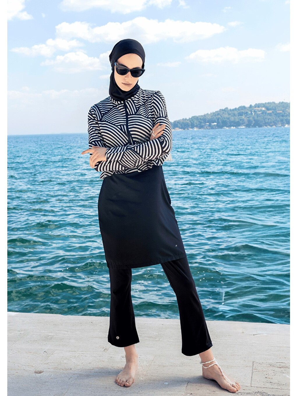 Deniz Kabuğu Siyah Mayo-2