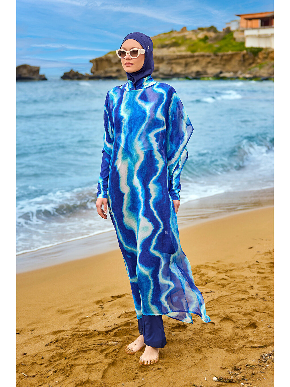 Lacivert Pareo Kaftan P2513-2-3