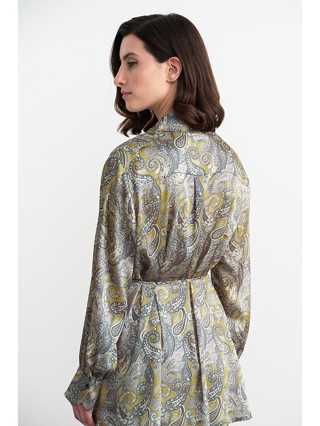 Yeşil Polly Desenli Gömlek Olive-3
