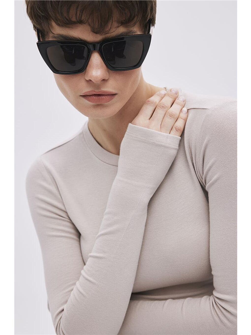 Bej Viskon Crop Bluz-2