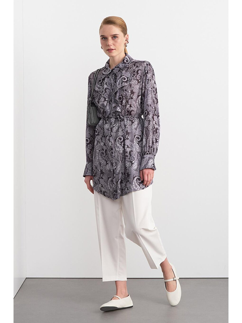 Polly Desenli Gömlek Siyah