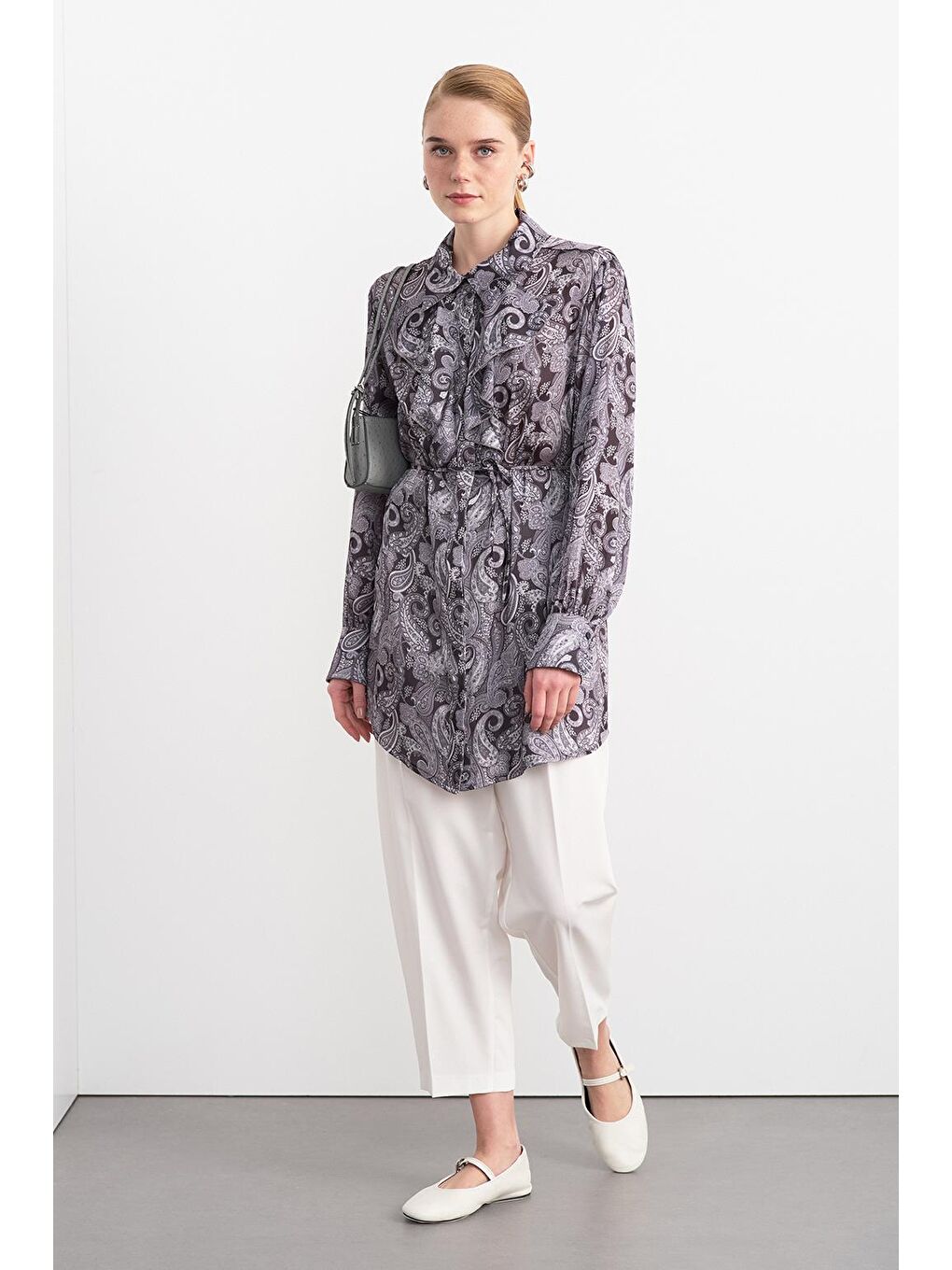 Polly Desenli Gömlek Siyah-1