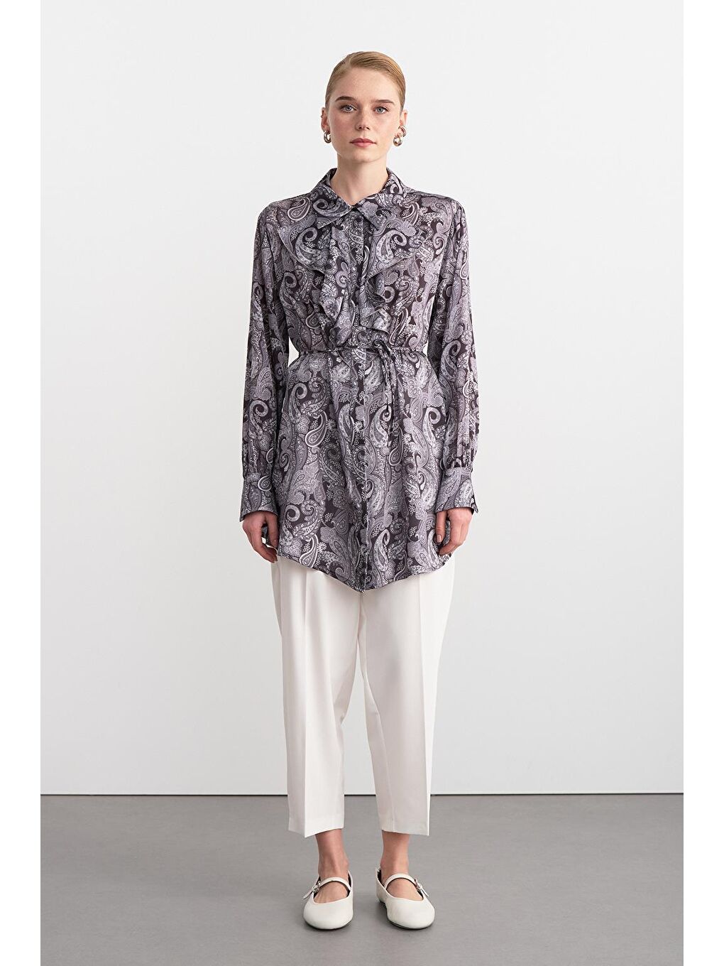 Polly Desenli Gömlek Siyah-2