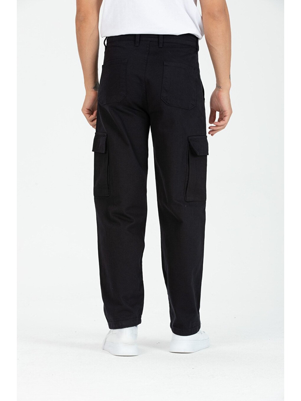 Siyah Kargo Cepli Baggy Pantolon-4