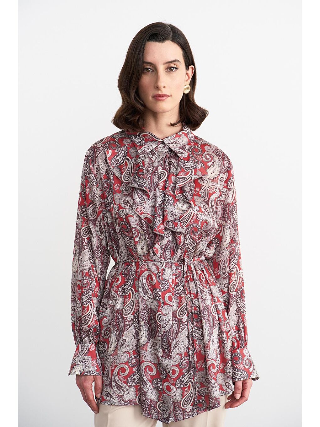 Polly Desenli Gömlek Kırmızı