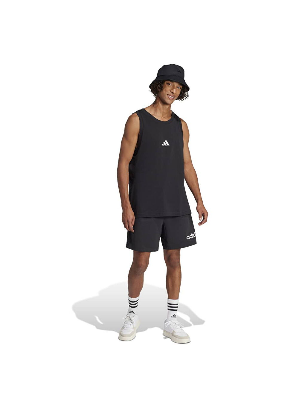 Essentials Small Logo Erkek Siyah Yuvarlak Yaka Atlet-3