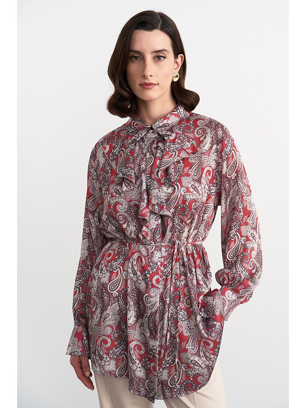 Polly Desenli Gömlek Kırmızı-2