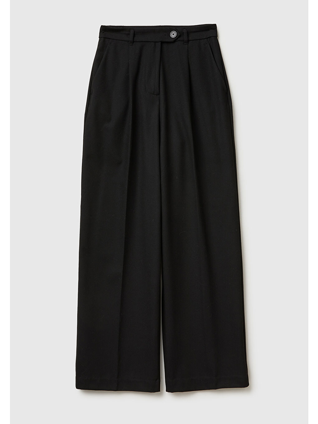 Kadın Siyah Viskoz Karışımlı Cepli Önden Fermuarlı Pantolon-1