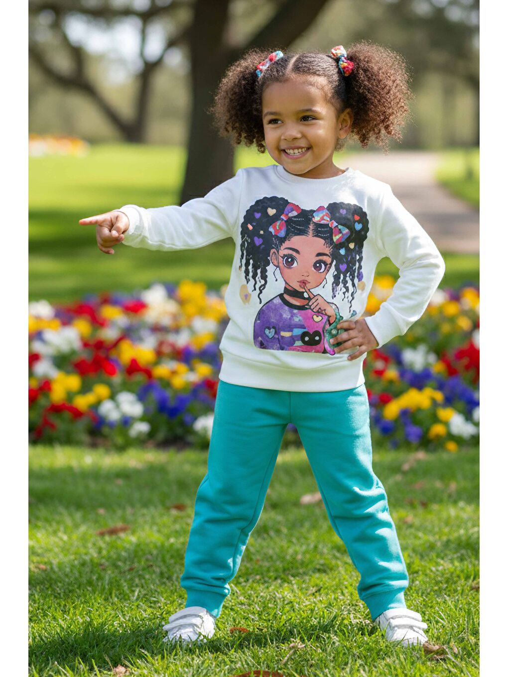 Yeşil Kız Çocuk Mint Baskılı Pijama Takımı - 28108-MINT