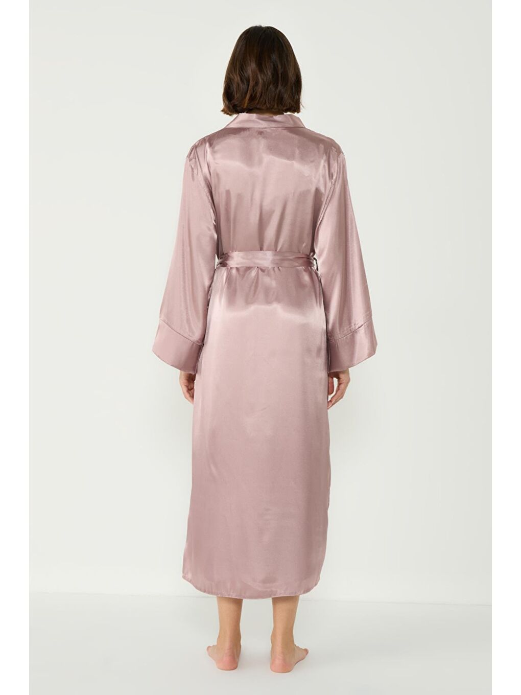 Bej Uzun Kol Saten Sabahlık 093 Vizon-5