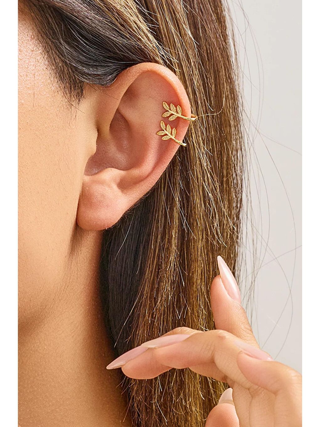 Sarı Taşlı Dal Kıkırdak Küpe 2li-1