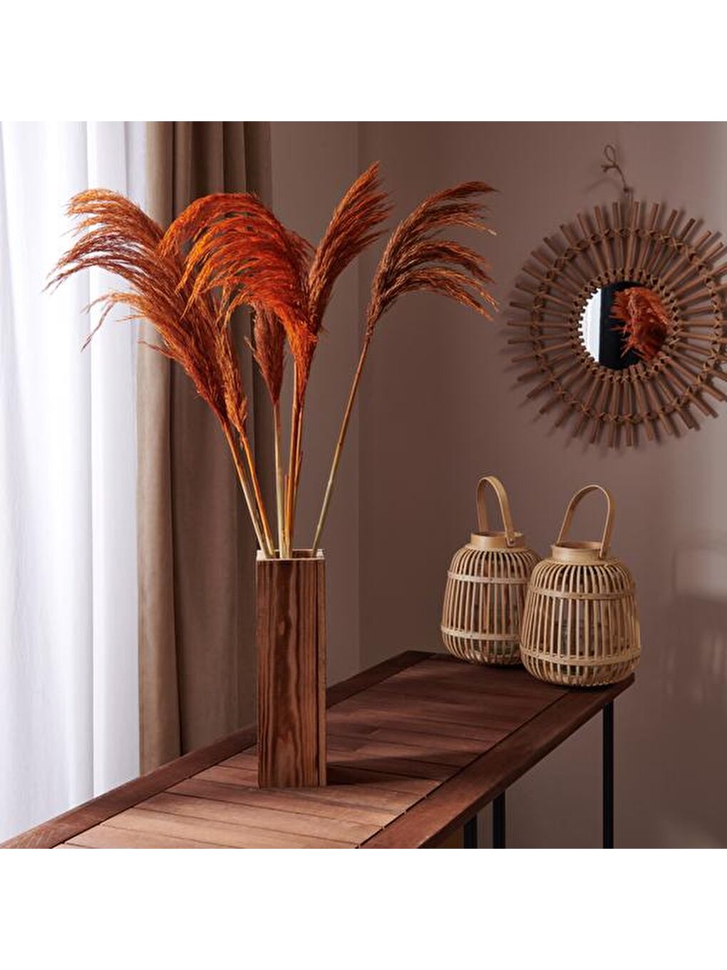 Deco Pampas Yapay Çiçek - Turuncu - 90x20 cm