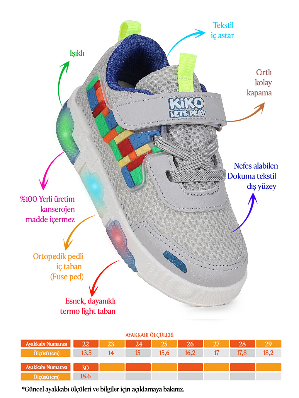 Gri Scarpe Cırtlı Işıklı Erkek Çocuk Spor Ayakkabı-1
