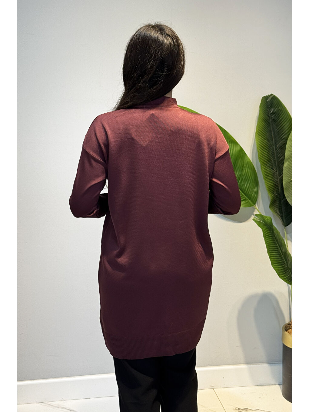 Zebra Tüy Detay Triko Tunik 35022 Mürdüm-3