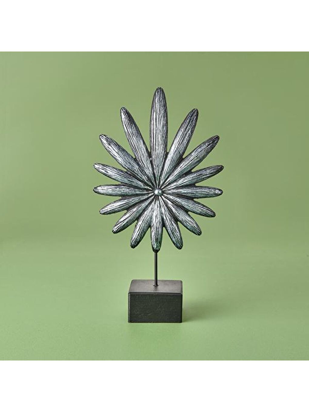 Evidea Gri Deco Palmiye Dekor - Gümüş / Siyah - 34 cm