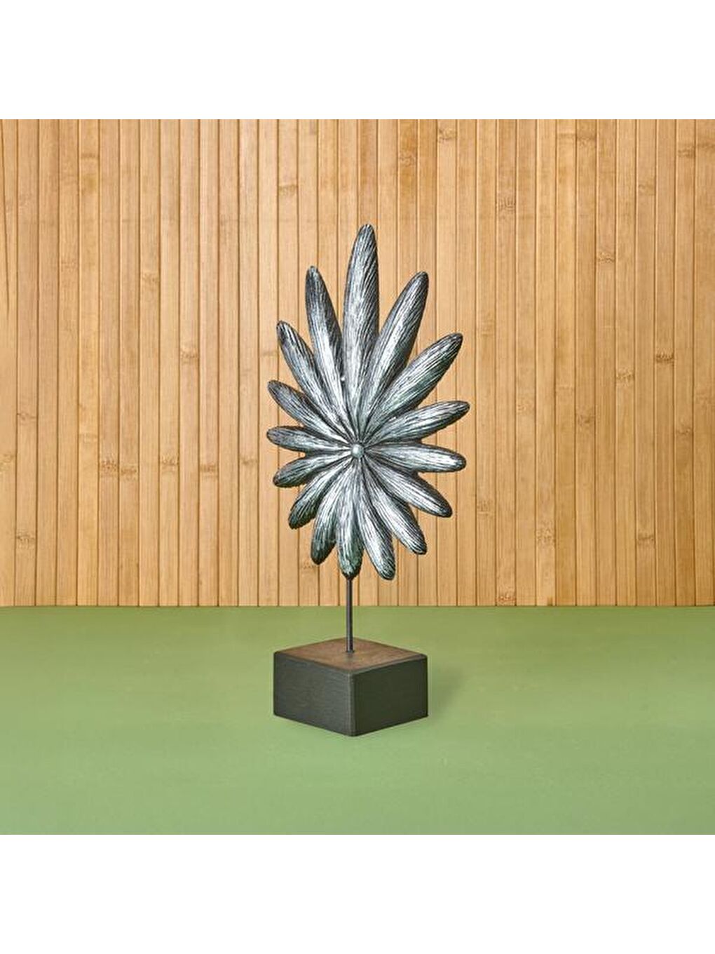 Evidea Gri Deco Palmiye Dekor - Gümüş / Siyah - 34 cm - 1