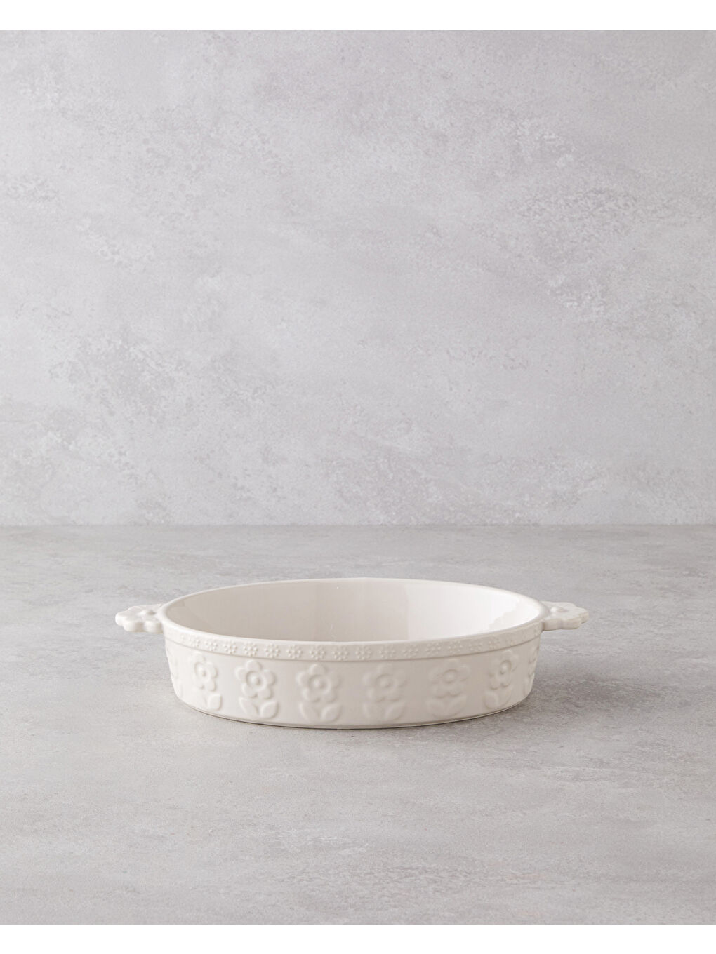 Ekru Soft Bloom Stoneware Fırın Kabı 28 cm Krem