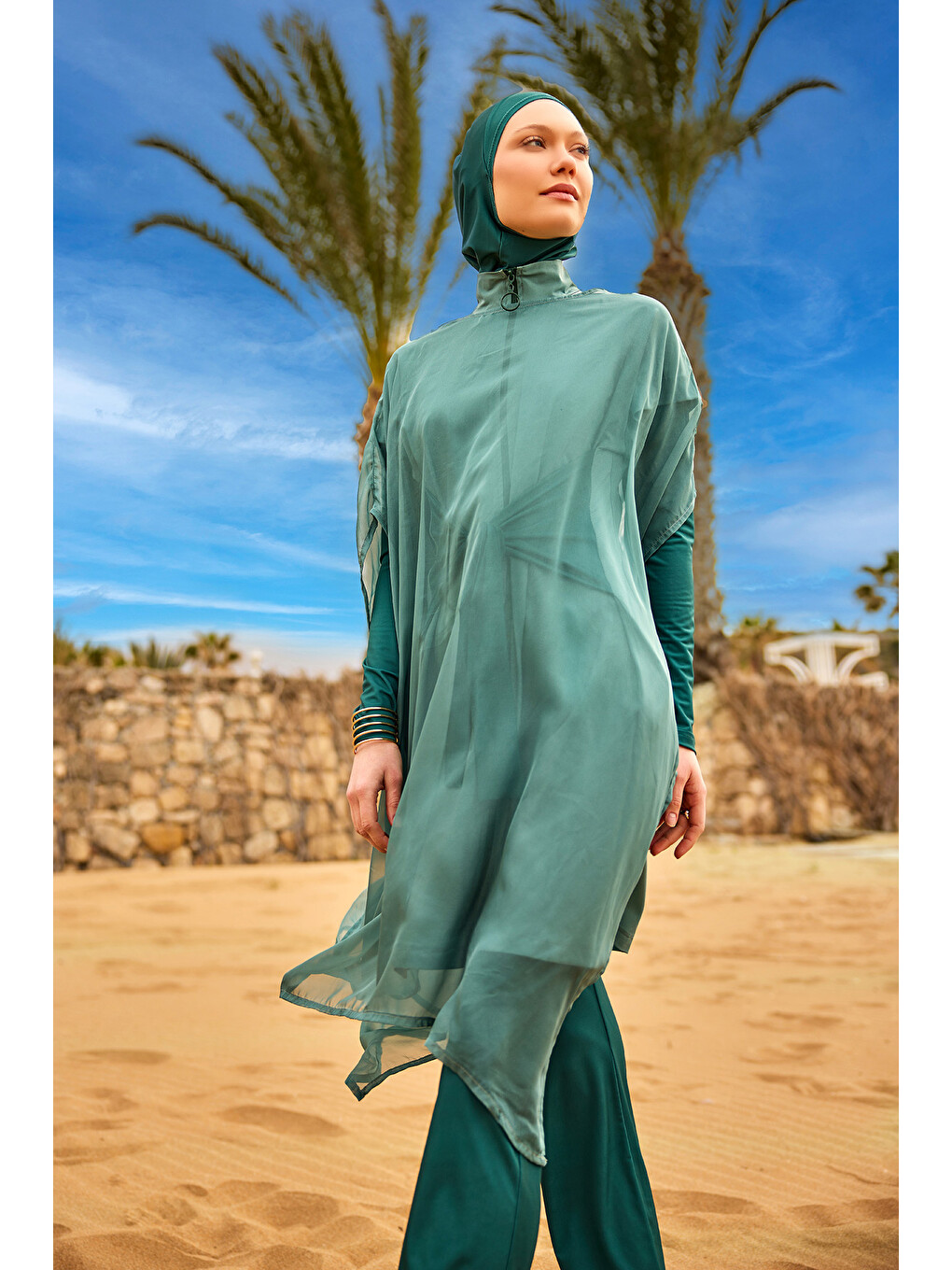 Açık Yeşil Kimono Kaftan P2516-1-1