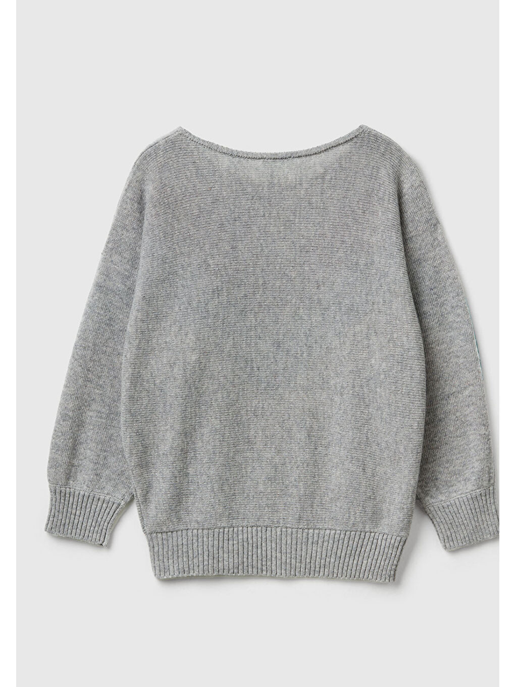 Kadın Gri Melanj Kaşmir Karışımlı Desenli Kayık Yaka Stranger Things Kazak-3