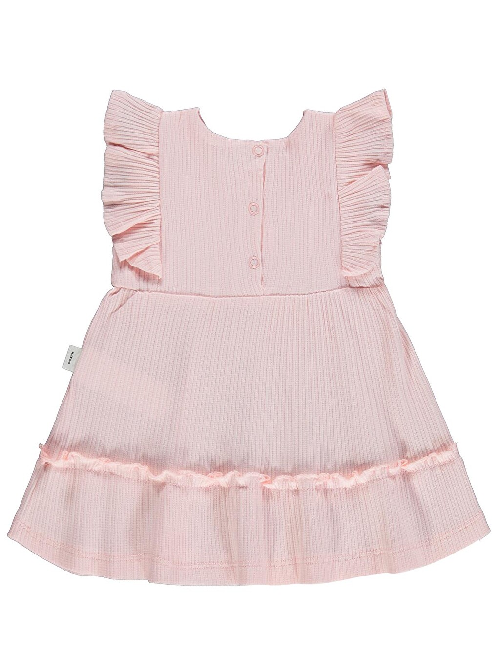 Baby Fırfırlı Çiçekli 6-18 Ay Elbise - Pembe-1