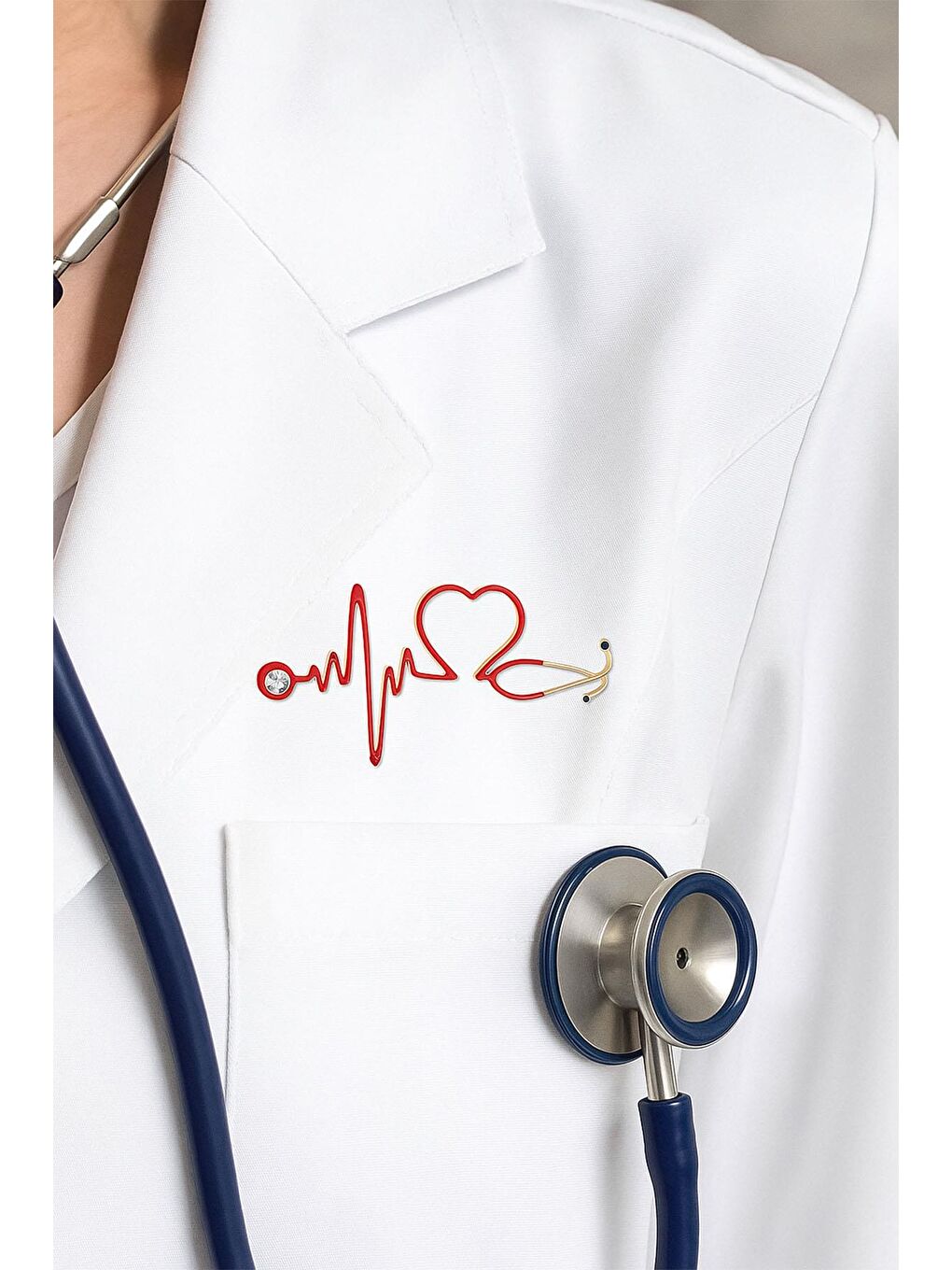 Sarı Kalp ritmi Steteskop Doktor Broş