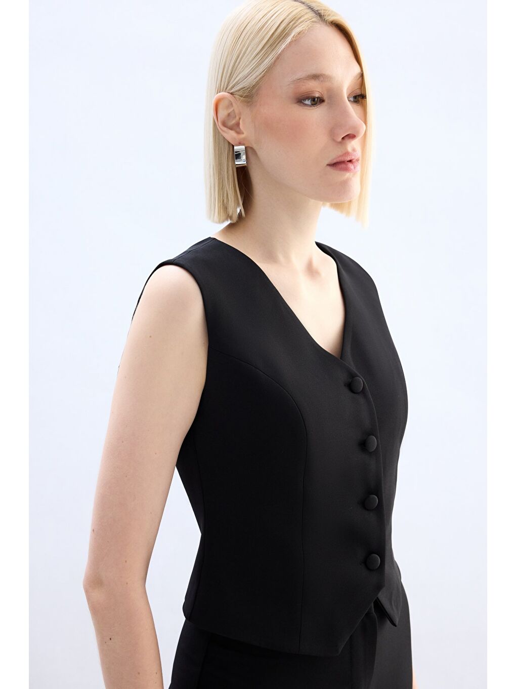 Klasik Kısa Yelek - Siyah-3