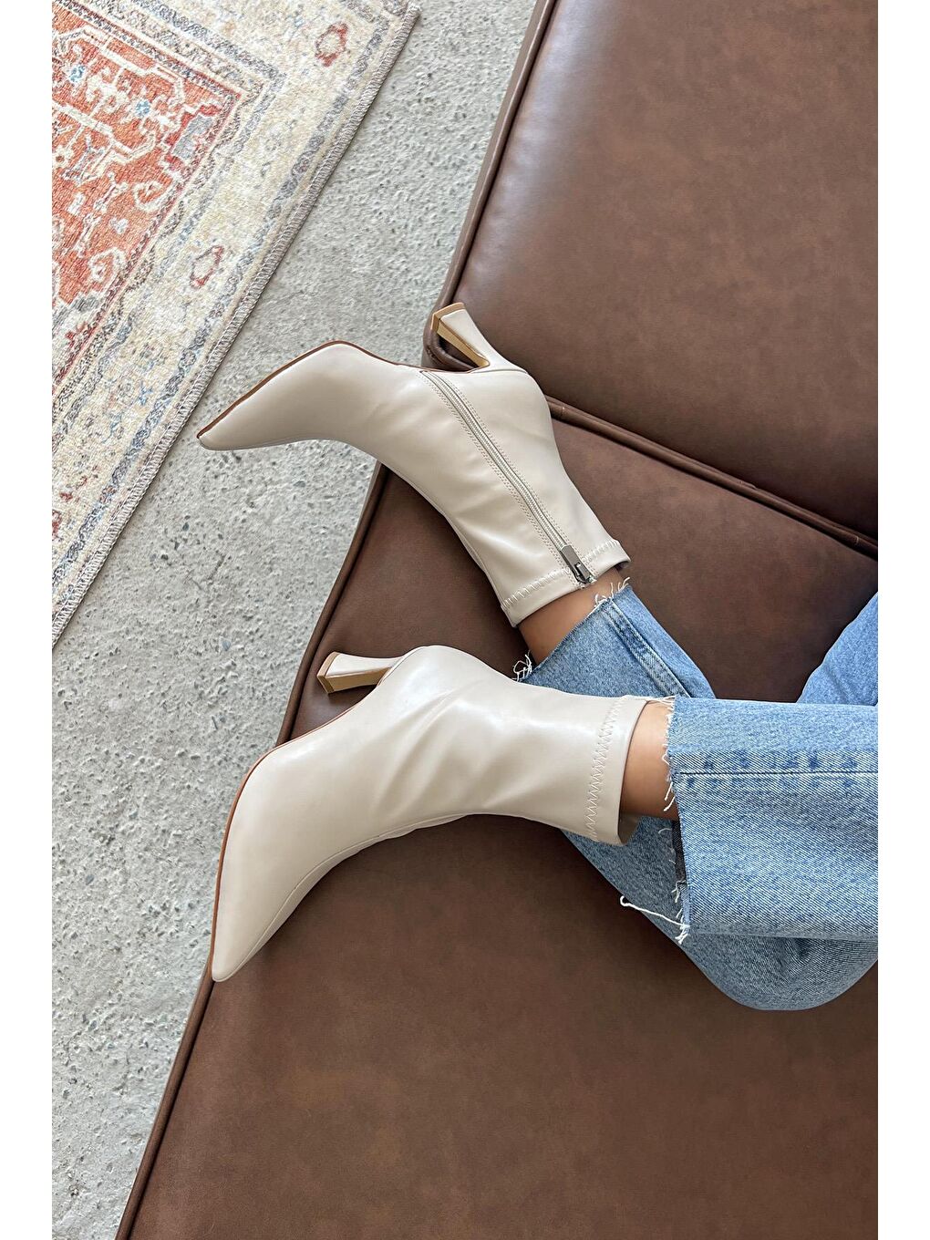 Poppin Kadın Pino Ökçe Deri Bot Bej