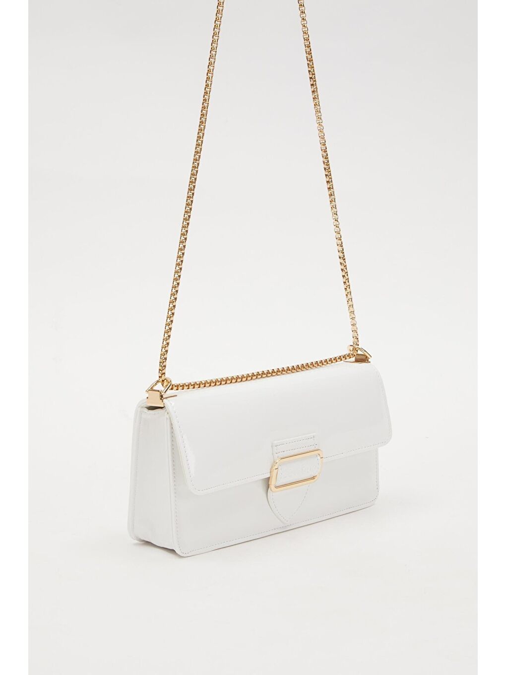 Beyaz Rugan Kadın Omuz Çantası 930191-2