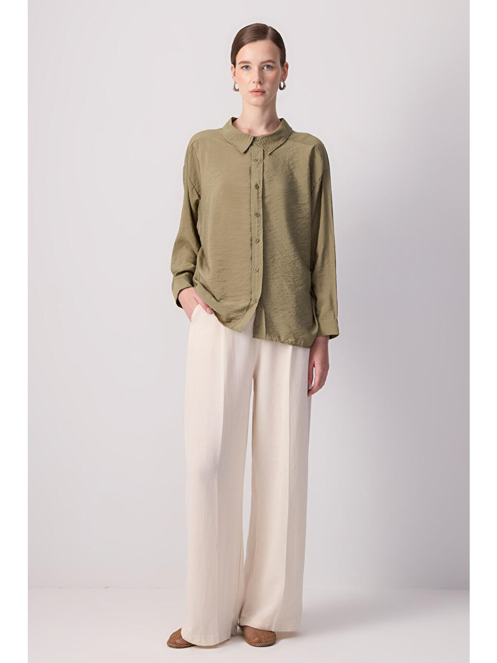 Haki Oversıze Gömlek